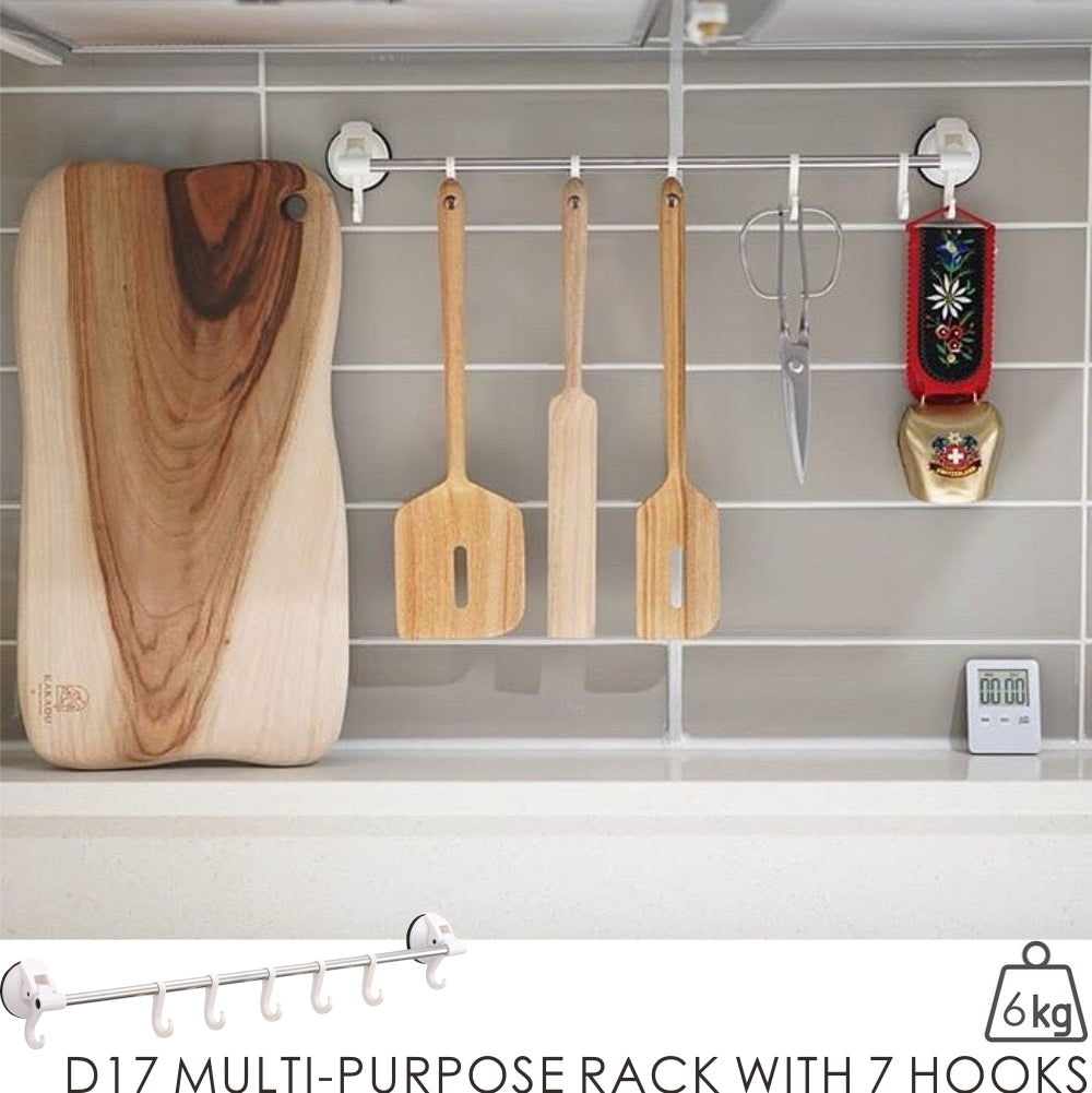 D17 MULTI-PURPOSE RACK WITH 7 HOOKS -WHITE