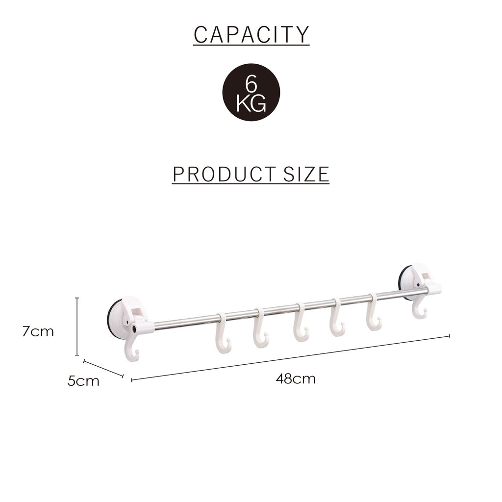 D17 MULTI-PURPOSE RACK WITH 7 HOOKS -WHITE