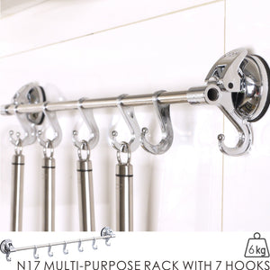 N17 MULTI-PURPOSE RACK WITH 7 HOOKS -SILVER