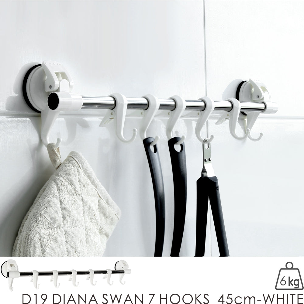 D19 DIANA SWAN 7 HOOKS -WHITE