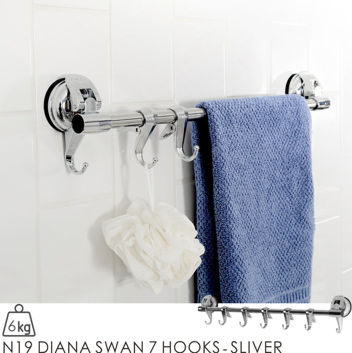 N19 DIANA SWAN 7 HOOKS -SLIVER