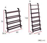立式原木製4段鞋架